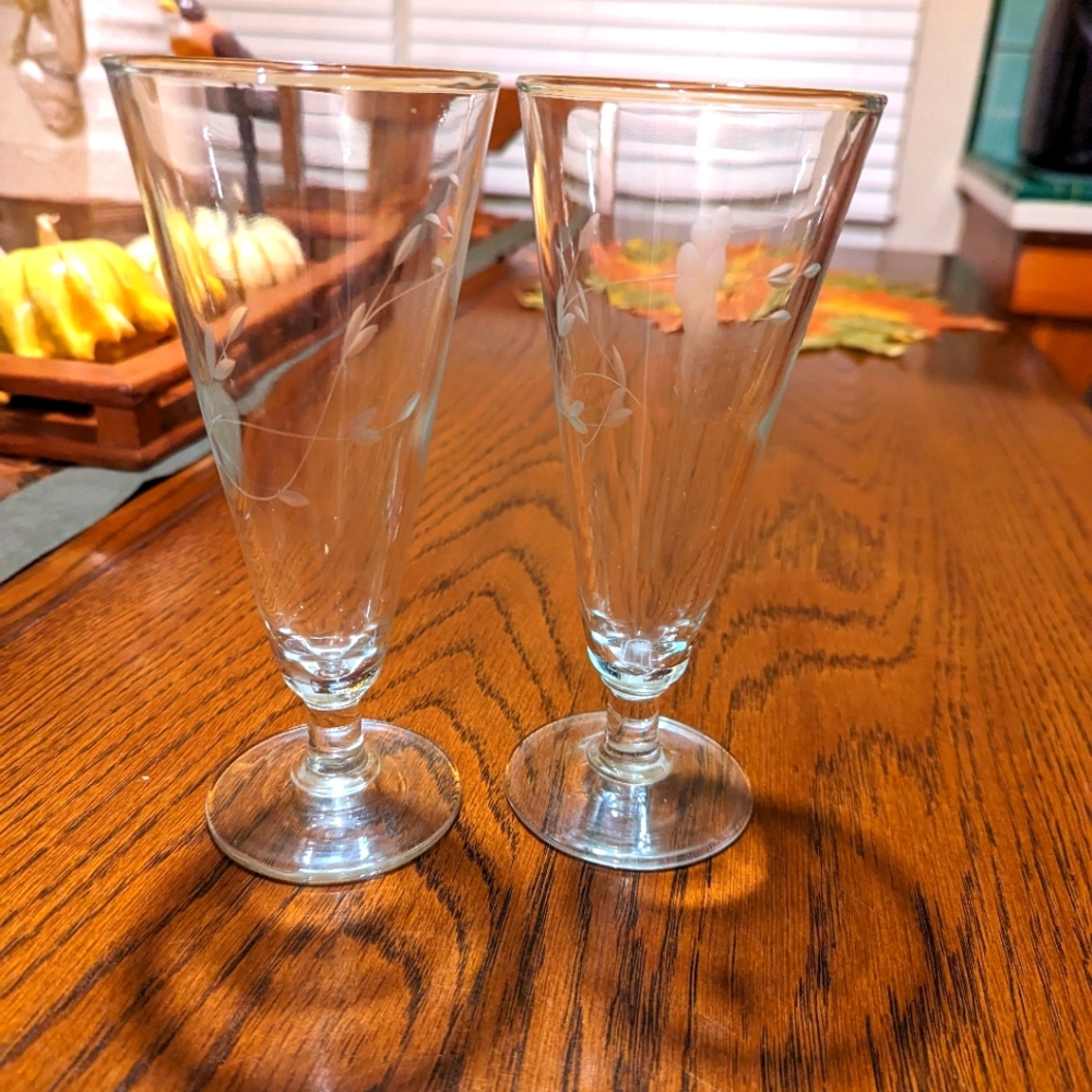 Pair of etched glasses